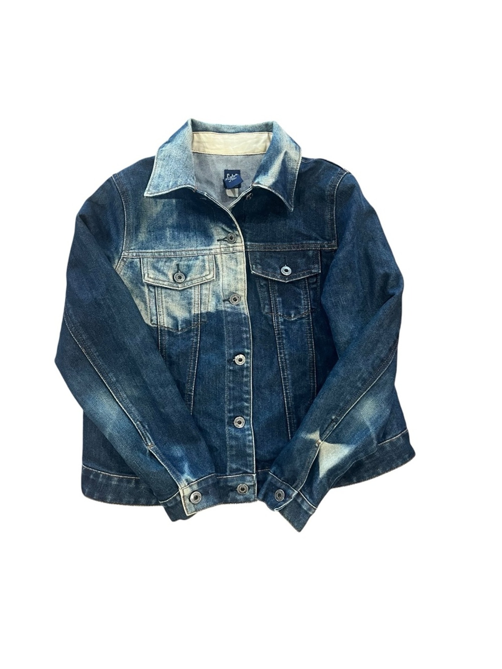 Gap Womens Size Small Y2k Distressed Bleached Denim Blue Jean Trucker Jacket